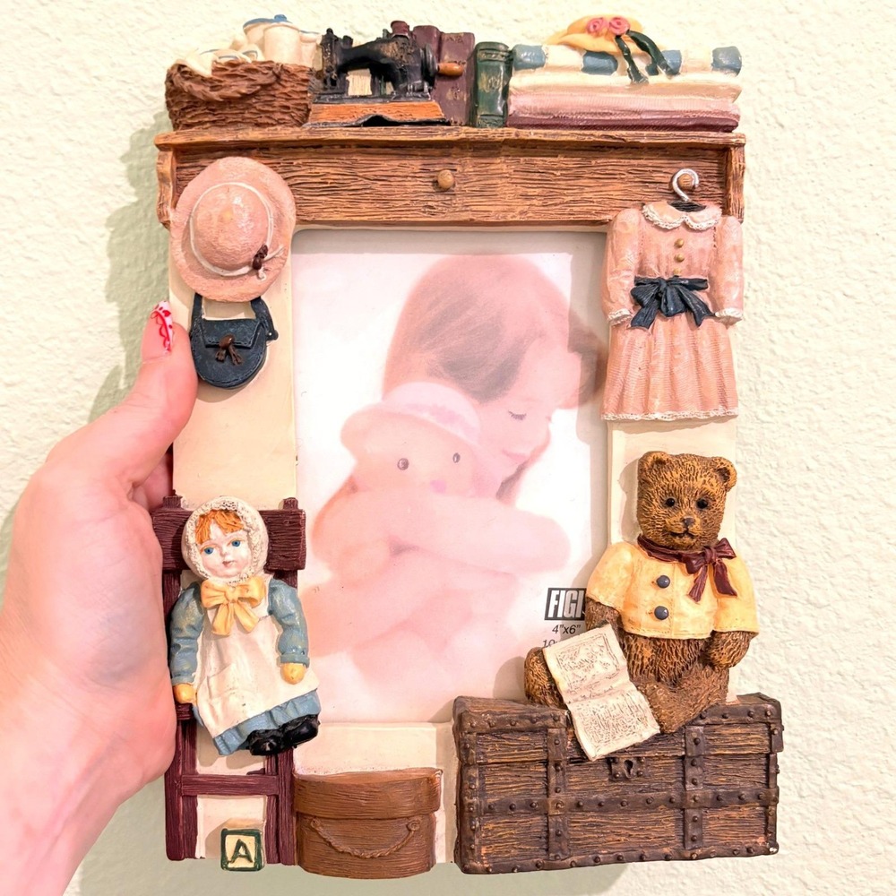 Vintage Teddy Bear Picture Frame Cottagecore‎ Nursery Grandmacore Keepsake Decor